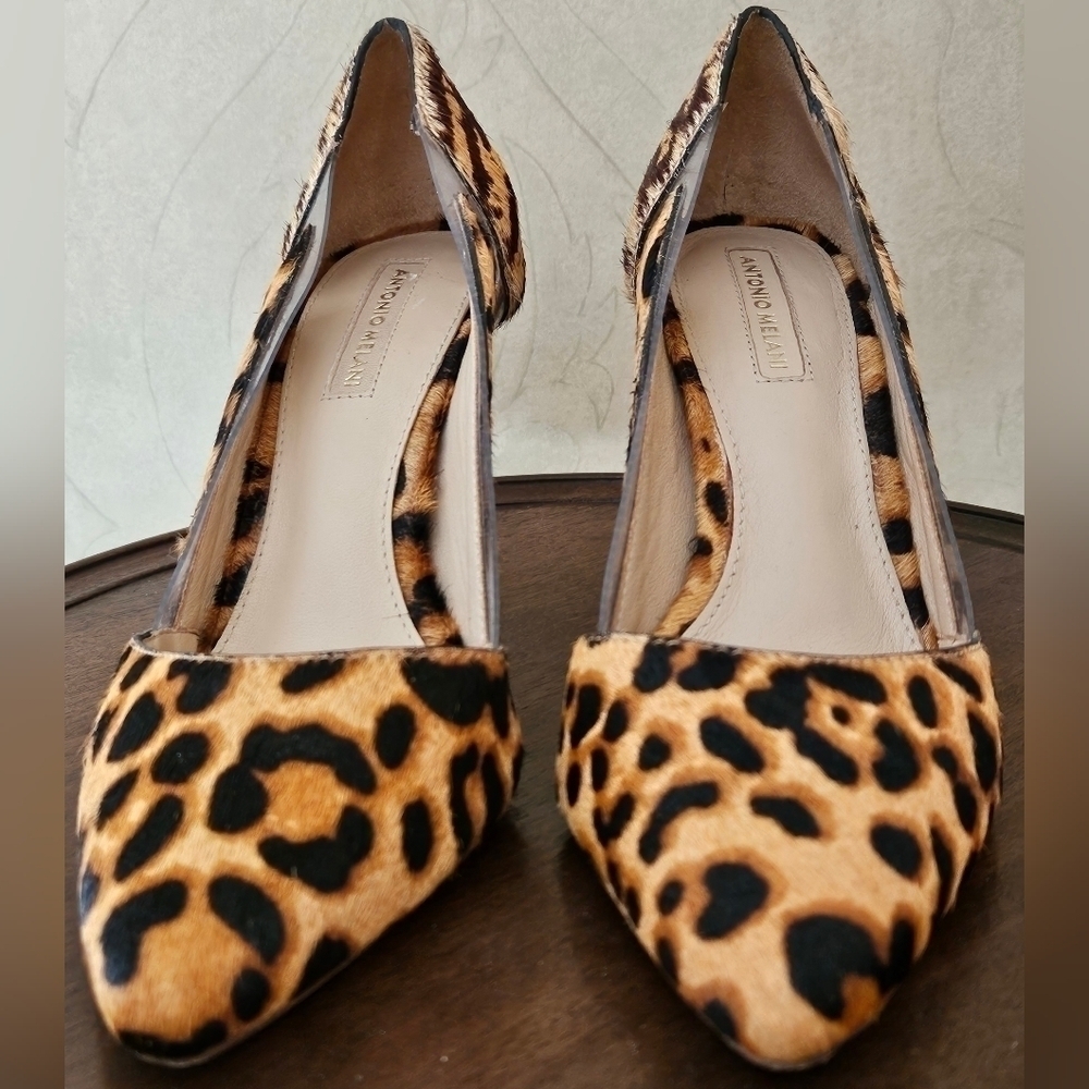 Antonio Melani Animal Print Real Calf Hair Leather Heels 6M - Picture 7 of 8